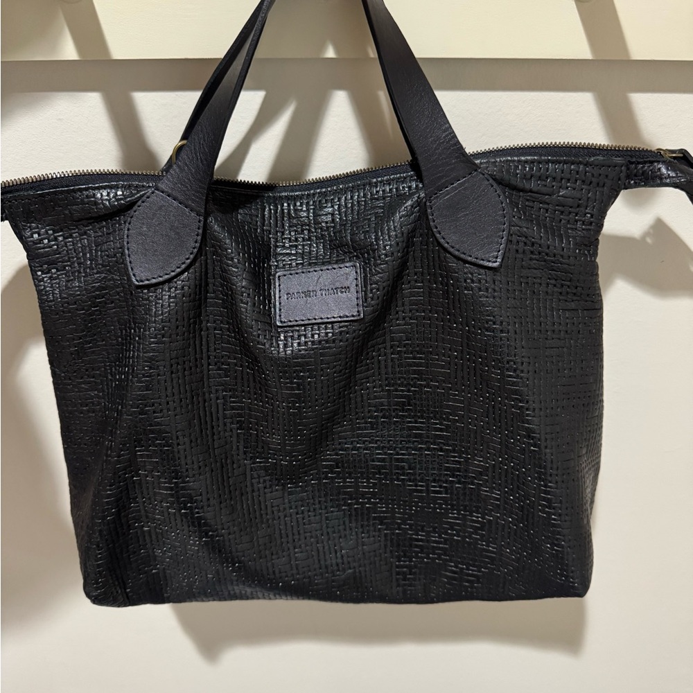 Parker Thatch Charlie in basket weave black leather